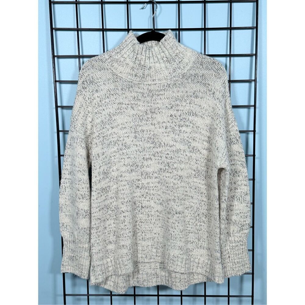 Pure Jill Fisherman‎ Knit Sweater Womens S Marled Oatmeal Gray Lagenlook